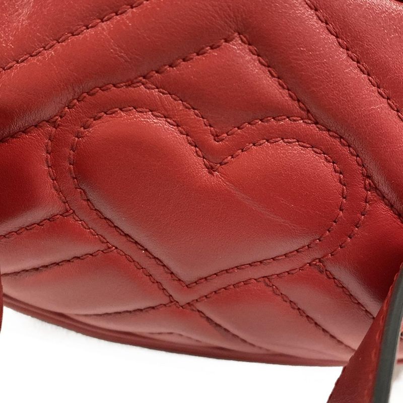 Gucci GG Marmont Waist Pouch GG Marmont 476434 Red Heart Leather