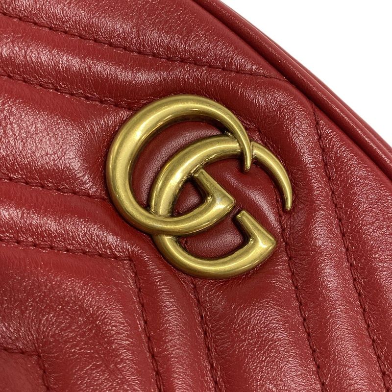 Gucci GG Marmont Waist Pouch GG Marmont 476434 Red Heart Leather