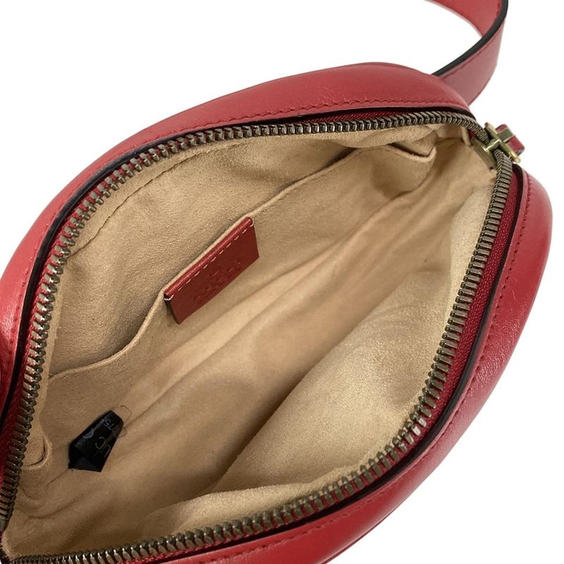 Gucci GG Marmont Waist Pouch GG Marmont 476434 Red Heart Leather