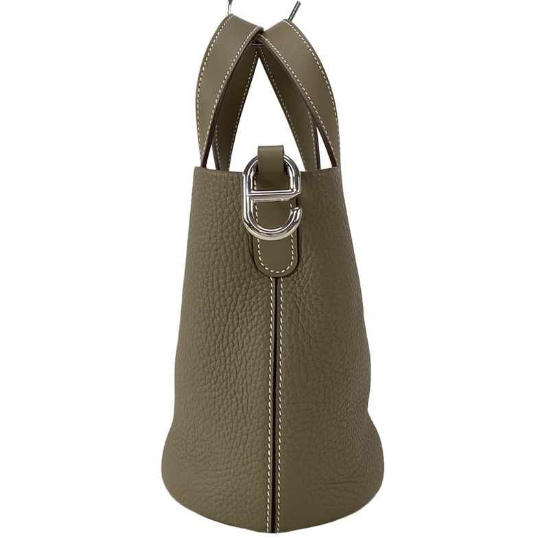 Hermes Handbag In The Loop 18 Etoupe Silver Hardware