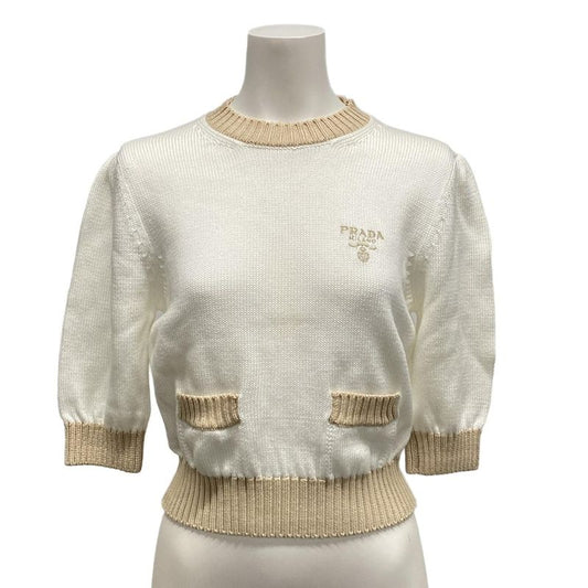 Prada Seventh Sleeve Sweater Size 36 S Women - P24i1r White And Beige 2023