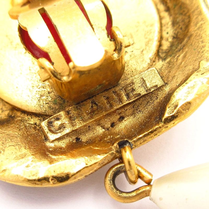 Chanel Earring Gripore Gold×red×white