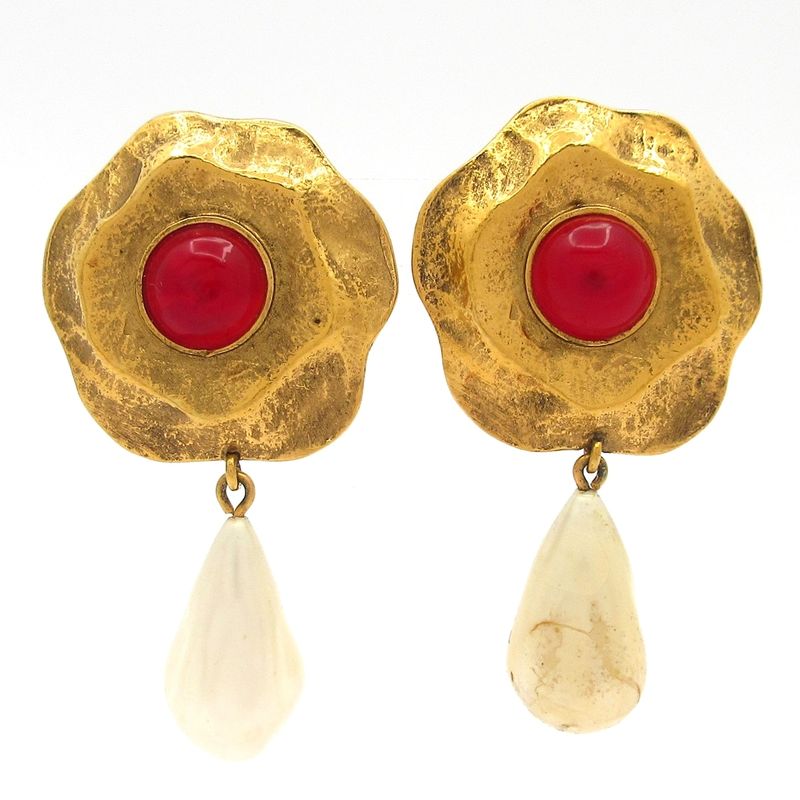 Chanel Earring Gripore Gold×red×white