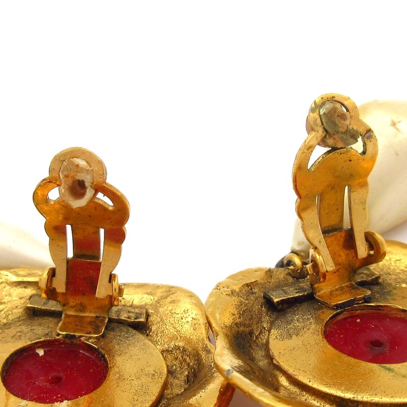 Chanel Earring Gripore Gold×red×white