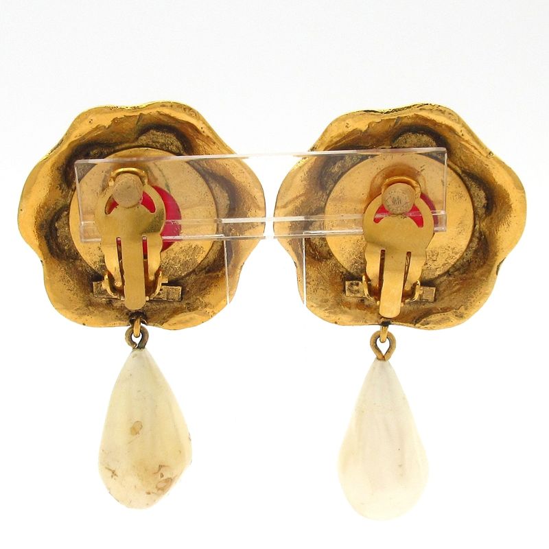 Chanel Earring Gripore Gold×red×white
