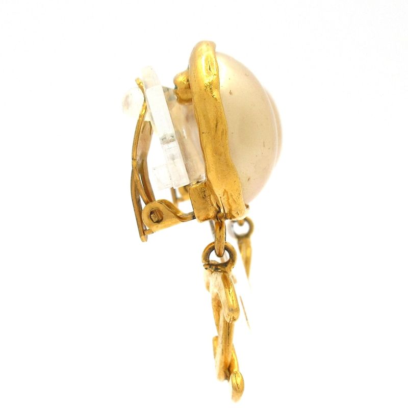 Chanel Earrings - Ivory And Gold Coco Mark