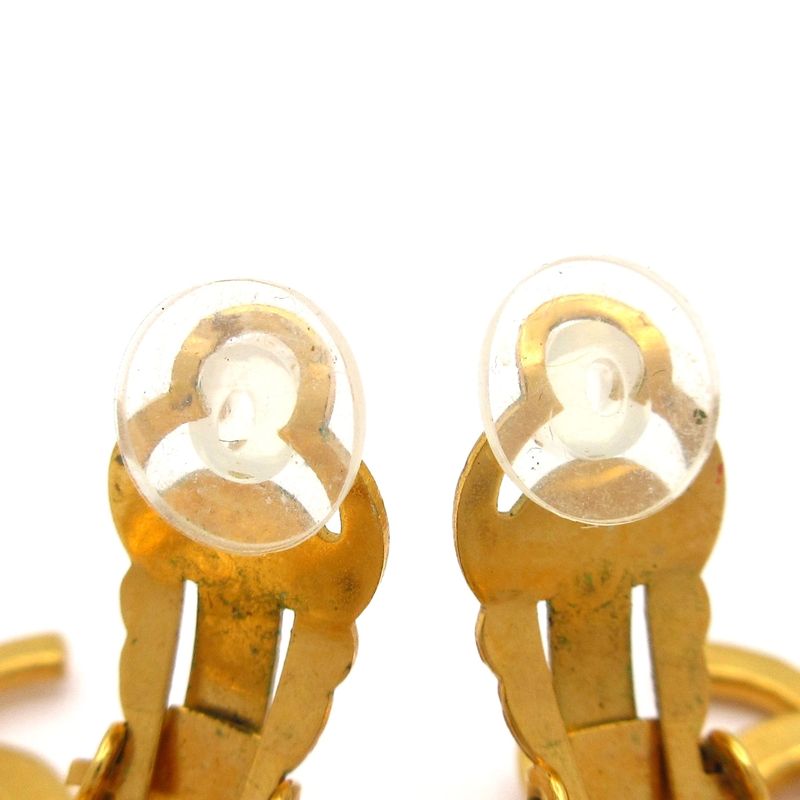 Chanel Earrings - Ivory And Gold Coco Mark