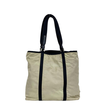 Prada Tote Bag - Ivory And Black Bicolor / Mini Tote / Logo / Triangle Logo