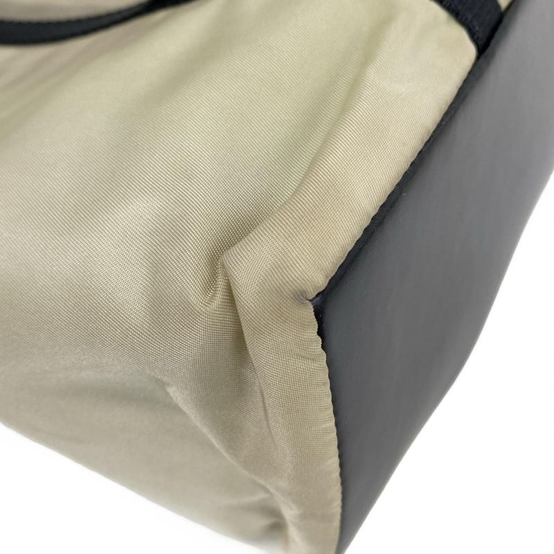 Prada Tote Bag - Ivory And Black Bicolor / Mini Tote / Logo / Triangle Logo