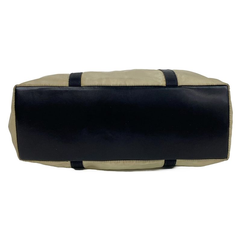 Prada Tote Bag - Ivory And Black Bicolor / Mini Tote / Logo / Triangle Logo