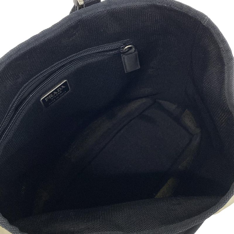 Prada Tote Bag - Ivory And Black Bicolor / Mini Tote / Logo / Triangle Logo