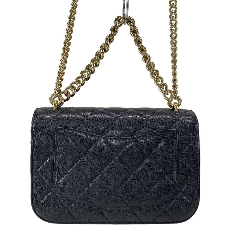 Chanel Shoulder Bag Matelasse Black Chain Shoulder / Studded / Gold Hardware /