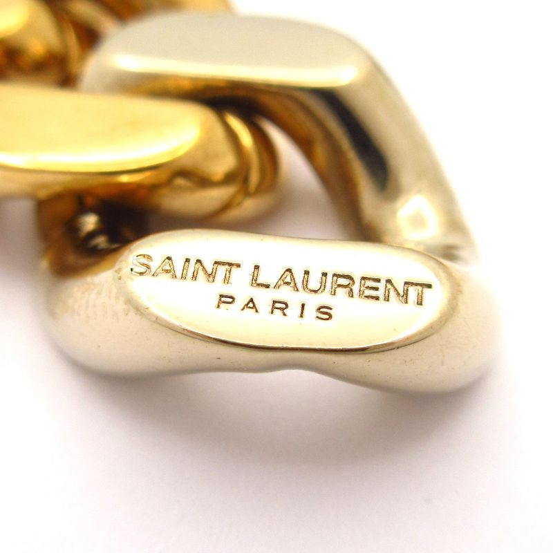 Saint Laurent Paris Earrings - Gold Signature/curved Chain/surgical
