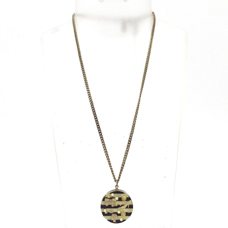 Chanel Necklace - Gold X Ivory X Black No5 / Striped / Coco Mark / Ribbon /