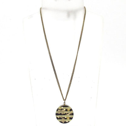 Chanel Necklace - Gold X Ivory X Black No5 / Striped / Coco Mark / Ribbon /