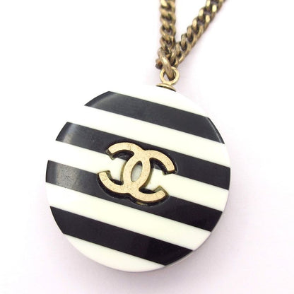 Chanel Necklace - Gold X Ivory X Black No5 / Striped / Coco Mark / Ribbon /