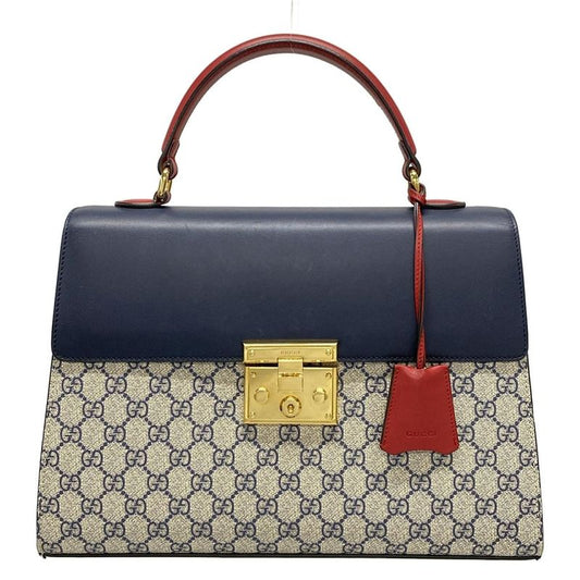 Gucci GG Supreme 432674 Navy Ivory And Red Leather