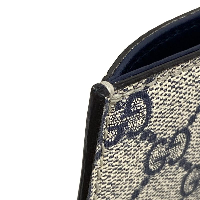 Gucci GG Supreme 432674 Navy Ivory And Red Leather