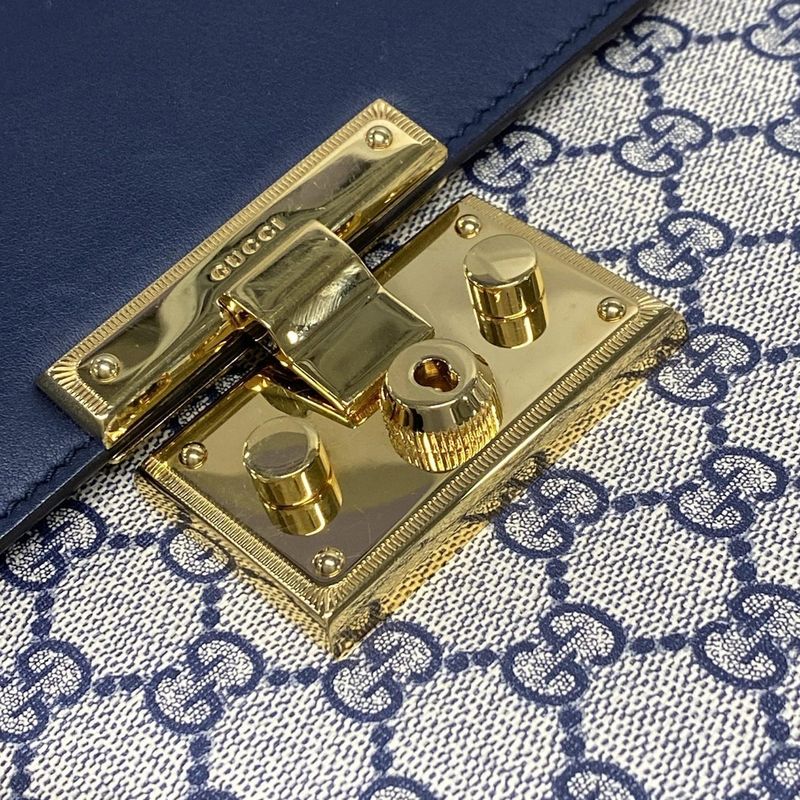 Gucci GG Supreme 432674 Navy Ivory And Red Leather