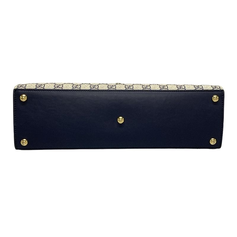 Gucci GG Supreme 432674 Navy Ivory And Red Leather