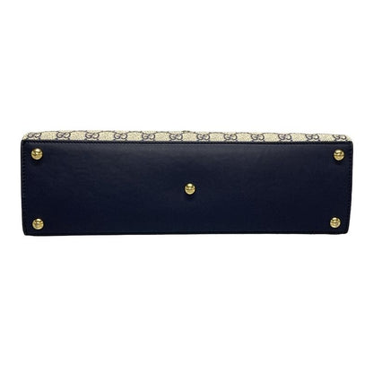 Gucci GG Supreme 432674 Navy Ivory And Red Leather