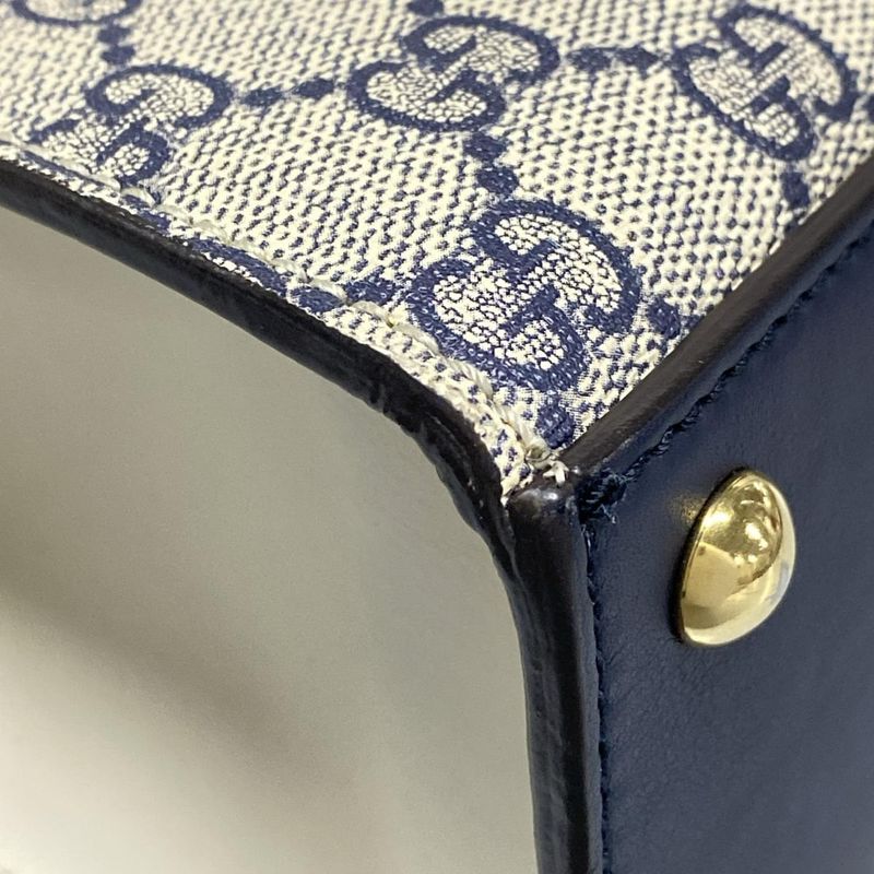 Gucci GG Supreme 432674 Navy Ivory And Red Leather