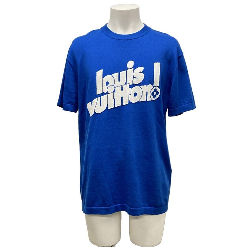 Louis Vuitton Short Sleeved Sweater Size M - Rm212 DB0 Hln84w Blue Crew Neck