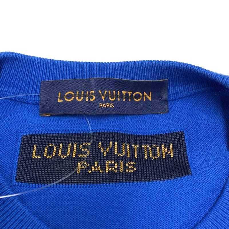 Louis Vuitton Short Sleeved Sweater Size M - Rm212 DB0 Hln84w Blue Crew Neck