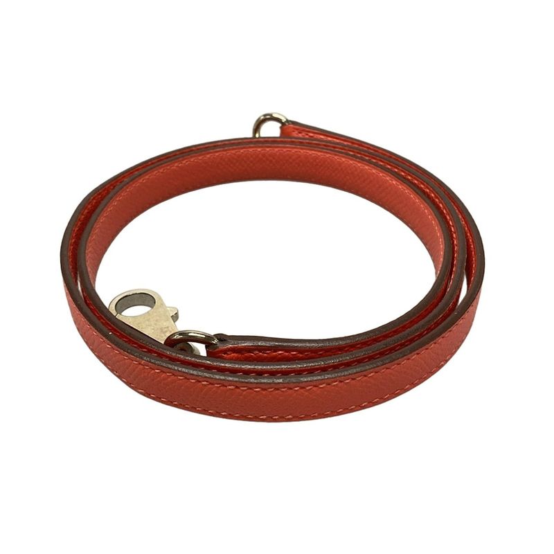 Hermes Shoulder Strap - Rouge Pivoine Silver Hardware /bolide