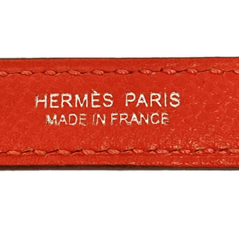 Hermes Shoulder Strap - Rouge Pivoine Silver Hardware /bolide