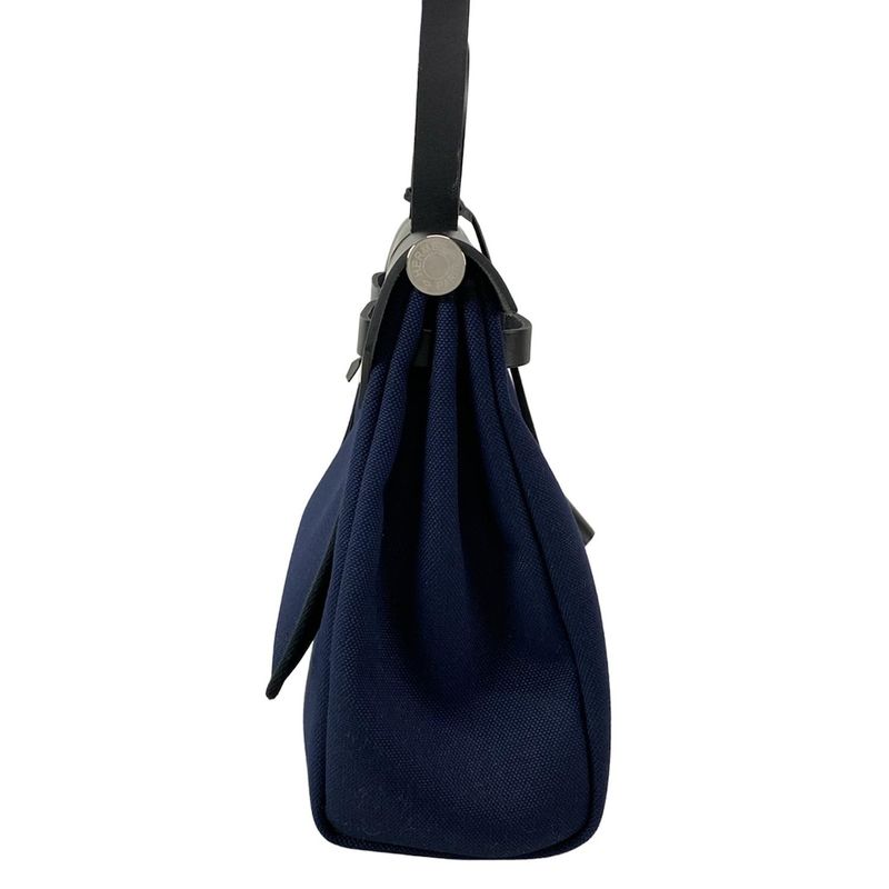 Hermes Handbag Herbag Zip PM Navy And Black Silver Hardware