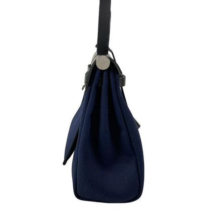 Hermes Handbag Herbag Zip PM Navy And Black Silver Hardware