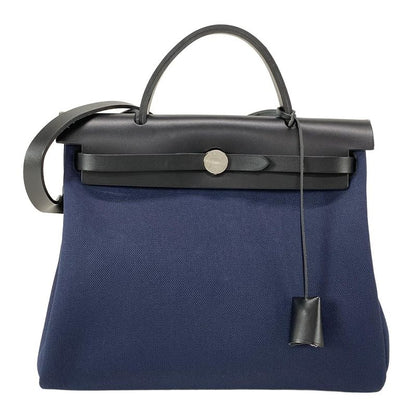 Hermes Handbag Herbag Zip PM Navy And Black Silver Hardware