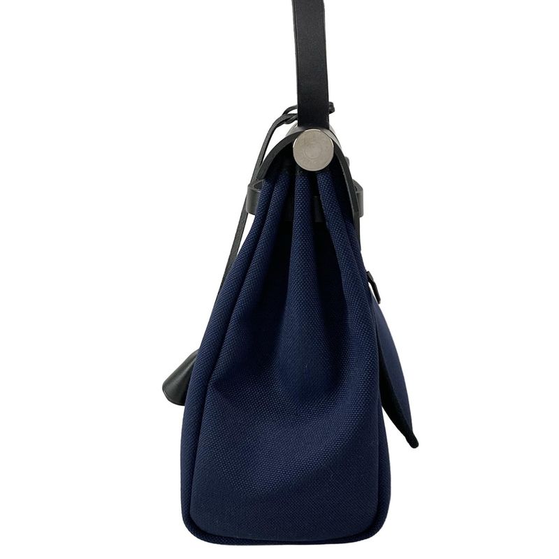 Hermes Handbag Herbag Zip PM Navy And Black Silver Hardware