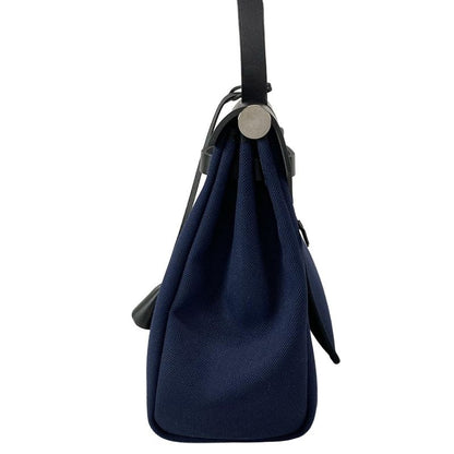 Hermes Handbag Herbag Zip PM Navy And Black Silver Hardware