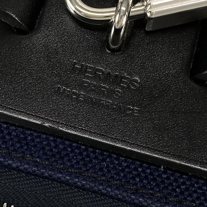 Hermes Handbag Herbag Zip PM Navy And Black Silver Hardware