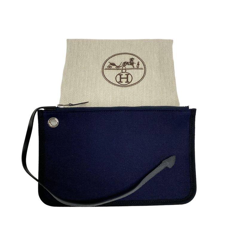 Hermes Handbag Herbag Zip PM Navy And Black Silver Hardware