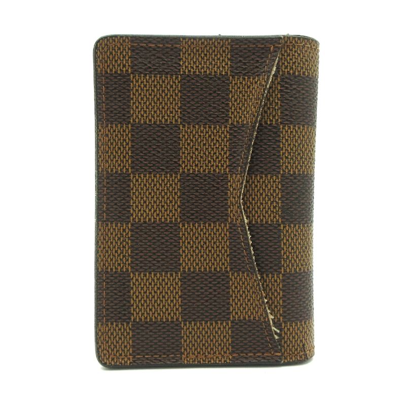 Louis Vuitton Card Case Damier Organizer Duposhe N63145 Ebène Engraved Initials