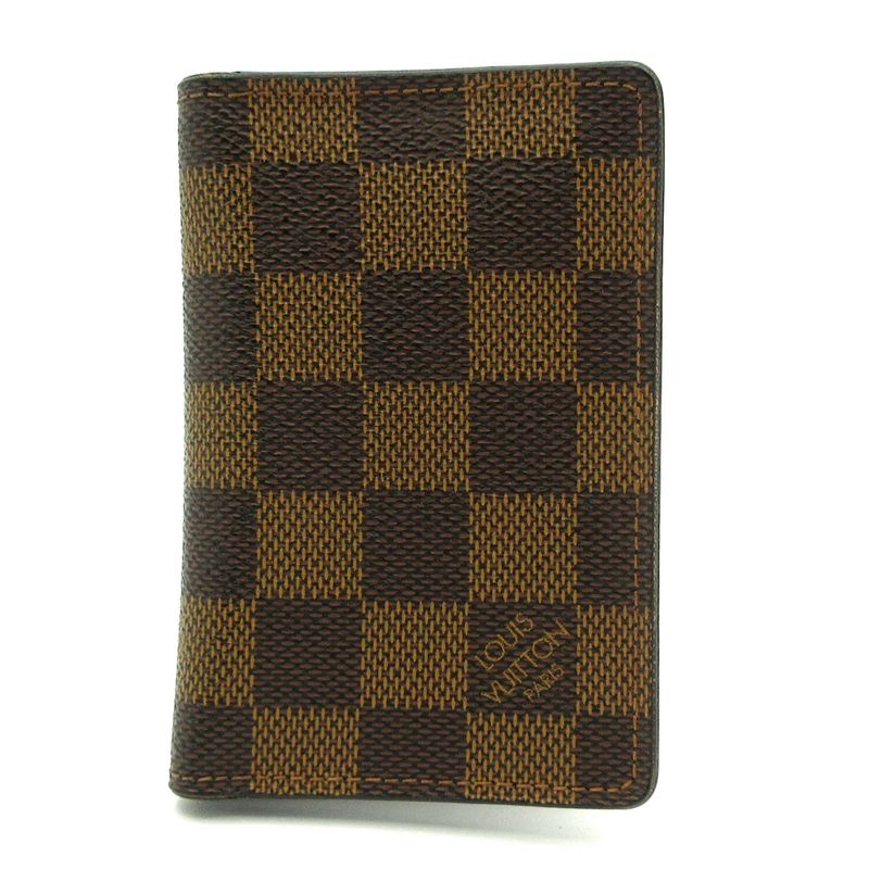 Louis Vuitton Card Case Damier Organizer Duposhe N63145 Ebène Engraved Initials