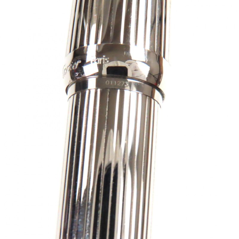 Cartier Louis Cartier Godron 18k Nib Black Gemstone M Nib Fountain Pen Silver