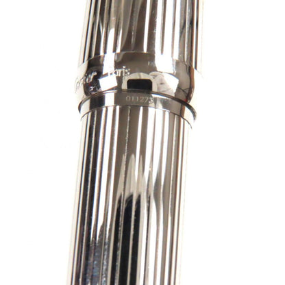 Cartier Louis Cartier Godron 18k Nib Black Gemstone M Nib Fountain Pen Silver