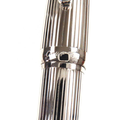 Cartier Louis Cartier Godron 18k Nib Black Gemstone M Nib Fountain Pen Silver