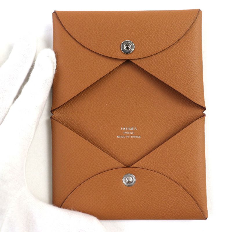 Hermes Calvi Vaux Epson Gold Silver Hardware Card Case Business Card Holder