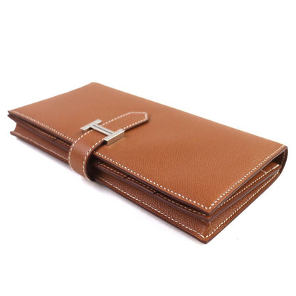 Hermes Bearn Souffle Vaume D'adam Gold Silver Hardware H Logo Long Wallet Long