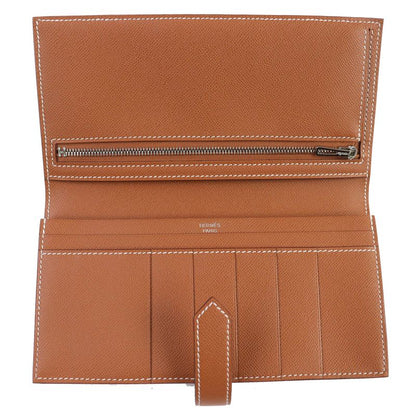 Hermes Bearn Souffle Vaume D'adam Gold Silver Hardware H Logo Long Wallet Long
