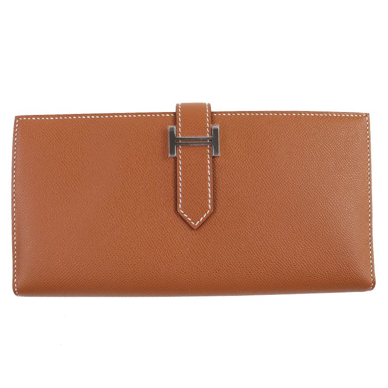 Hermes Bearn Souffle Vaume D'adam Gold Silver Hardware H Logo Long Wallet Long