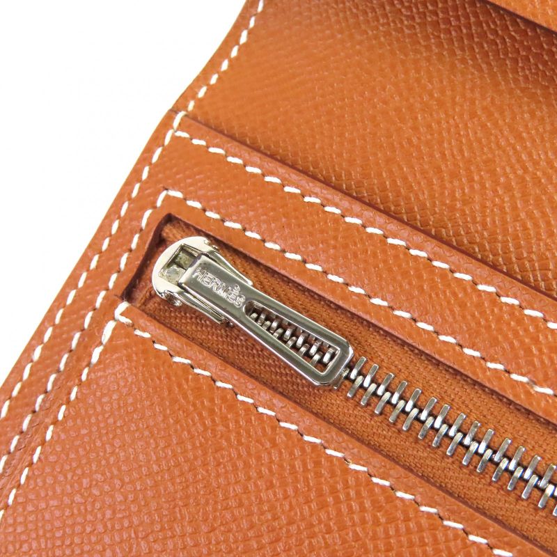 Hermes Bearn Souffle Vaume D'adam Gold Silver Hardware H Logo Long Wallet Long