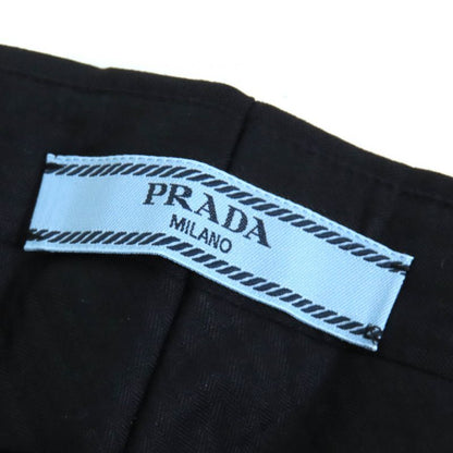 Prada 22AW P254g 98% Virgin Wool Triangle Logo Slacks Pants Black 38 Made In
