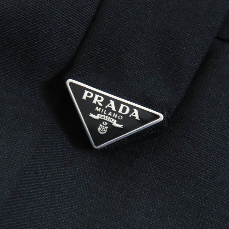 Prada 22AW P254g 98% Virgin Wool Triangle Logo Slacks Pants Black 38 Made In