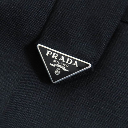 Prada 22AW P254g 98% Virgin Wool Triangle Logo Slacks Pants Black 38 Made In